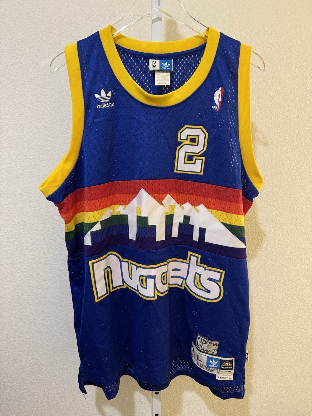 Alex English Denver Nuggets Rainbow Skyline 87-88 Adidas HWC Jersey Large L+2
